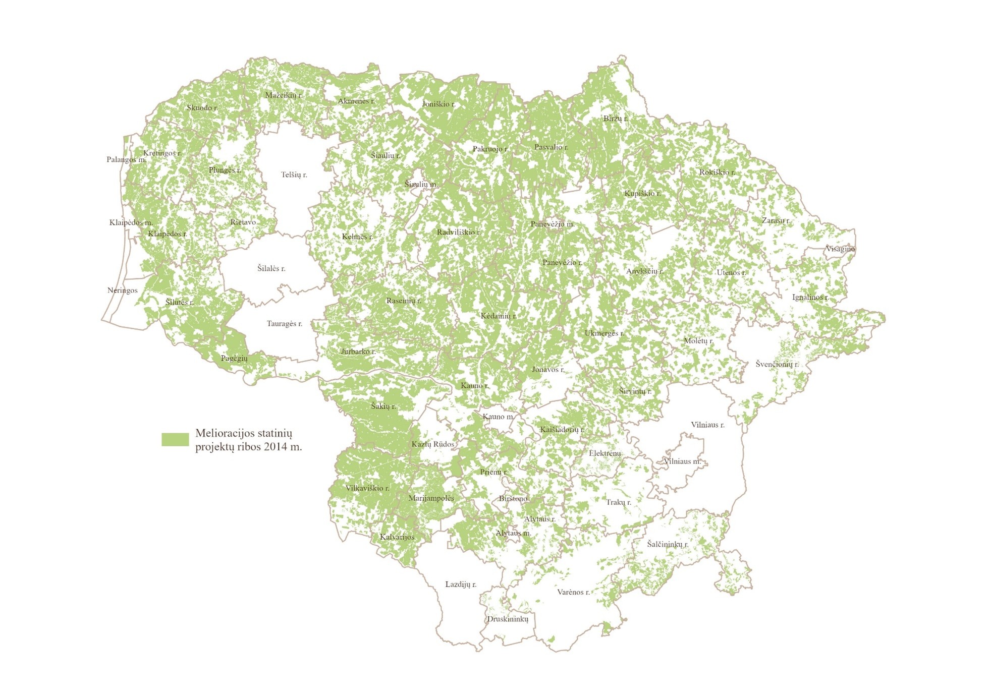 Melioracijos statinių projektų ribos, 2014 m.
